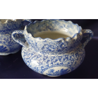 Blauw witte plantenpotten, gemerkt